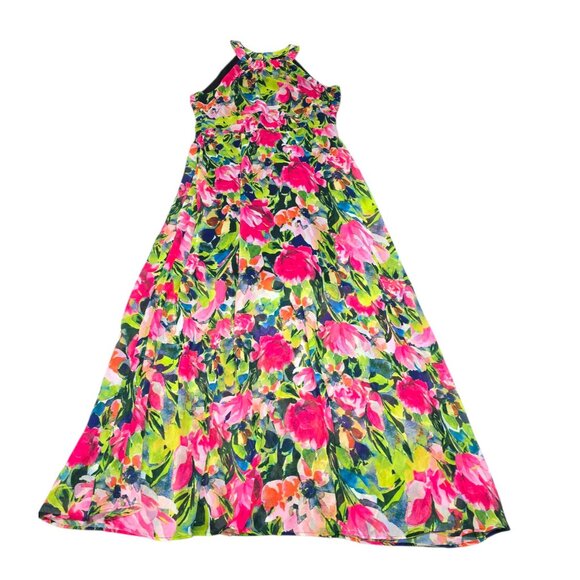 ECI New York Womens Multicolor Floral Halter Maxi Dress Sleeveless Size 4 NWT - Picture 2 of 11